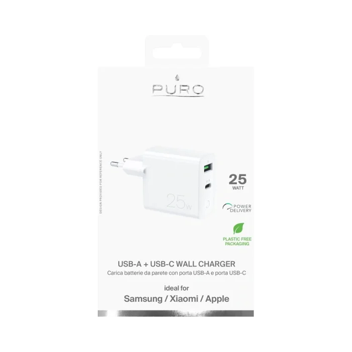 PURO Mini Travel Charger USB-A + USB-C 25W warehouse evk wh-evk Λάρισα