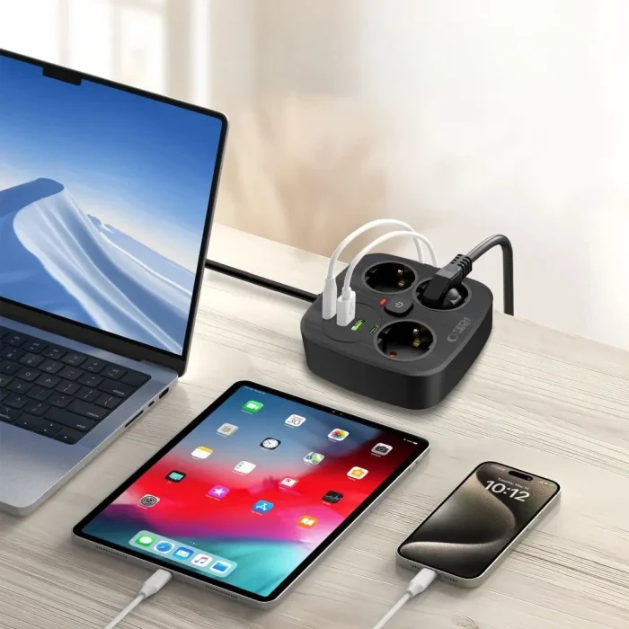 πολύπριζο με θύρες USB-C και USB-A για φόρτιση και ρεύμα - 3 πρίζες warehouse evk wh-evk Λάρισα
