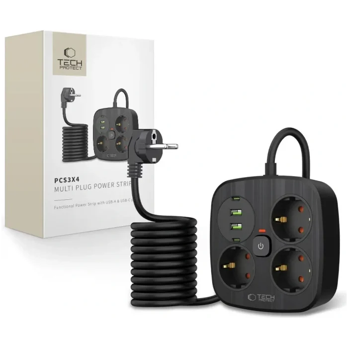 πολύπριζο με θύρες USB-C και USB-A για φόρτιση και ρεύμα - 3 πρίζες warehouse evk wh-evk Λάρισα