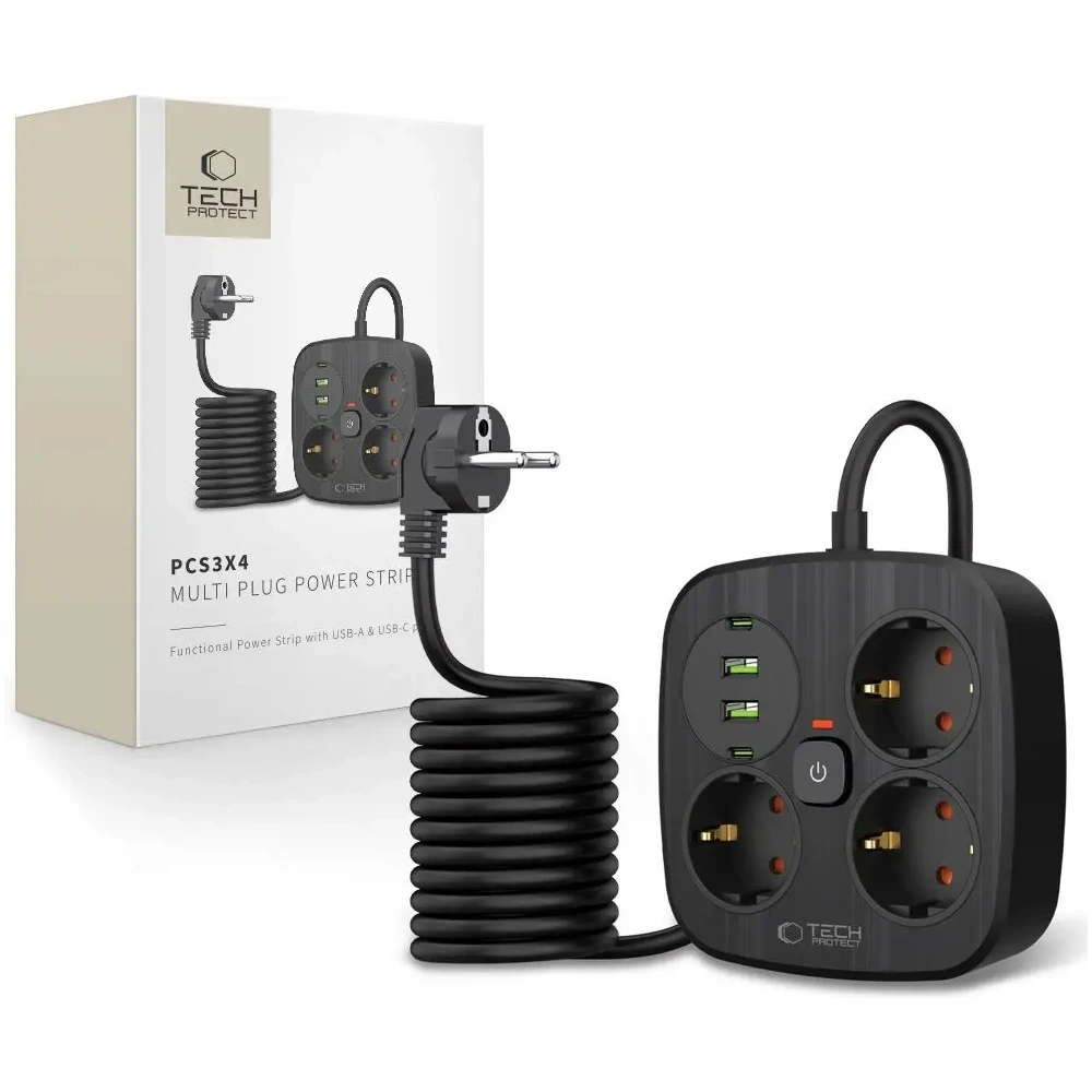 πολύπριζο με θύρες USB-C και USB-A για φόρτιση και ρεύμα - 3 πρίζες warehouse evk wh-evk Λάρισα