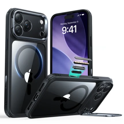 ESR Classic Hybrid Kickstand MagSafe θήκη iPhone 17 Pro Max διάφανη μαύρη