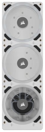 Corsair XD7 RGB 360mm white lighting front view