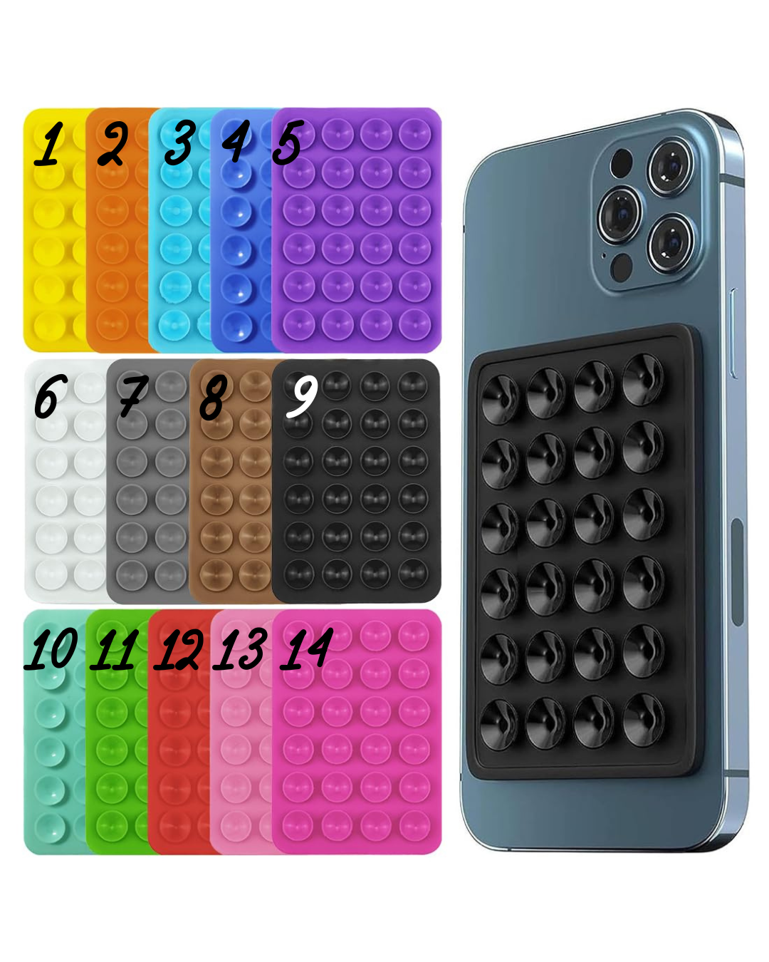 Αυτοκόλλητη βάση κινητού με βεντούζες σε διαθέσιμα χρώματα